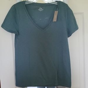 J.Crew Vintage Cotton V-Neck Tee in Alhambra Green